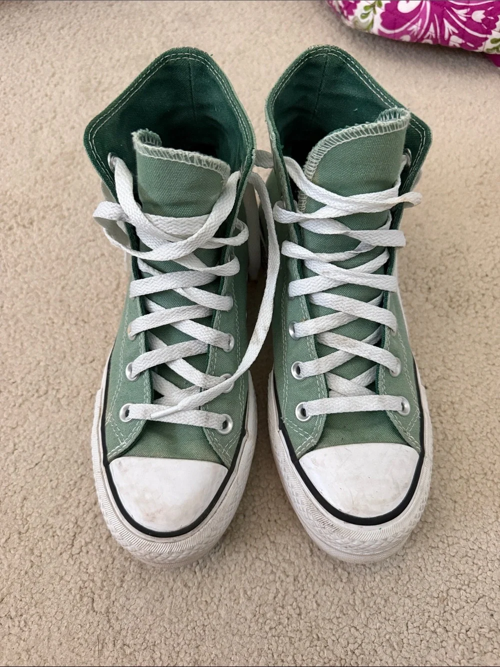 Custom Converse Platform High-Top Canvas Sneakers in Sage Green